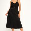 Plus Size Faux Suede A-Line Midi Skirt – Button Front