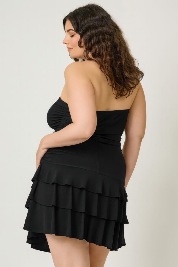 Plus Size Strapless Tiered-Ruffle Dress with Fitted Waist