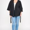 Plus Size Wrap Tie-Waist Jacket – Black