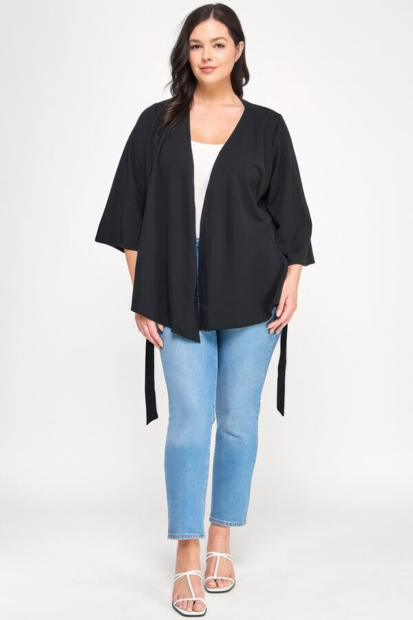 Plus Size Wrap Tie-Waist Jacket – Black