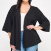 Plus Size Wrap Tie-Waist Jacket – Black