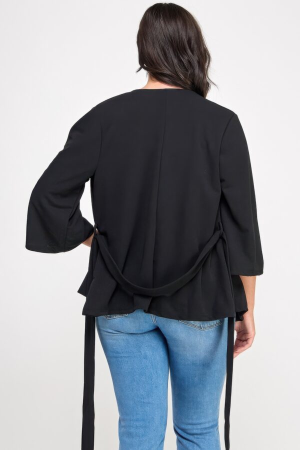 Plus Size Wrap Tie-Waist Jacket – Black