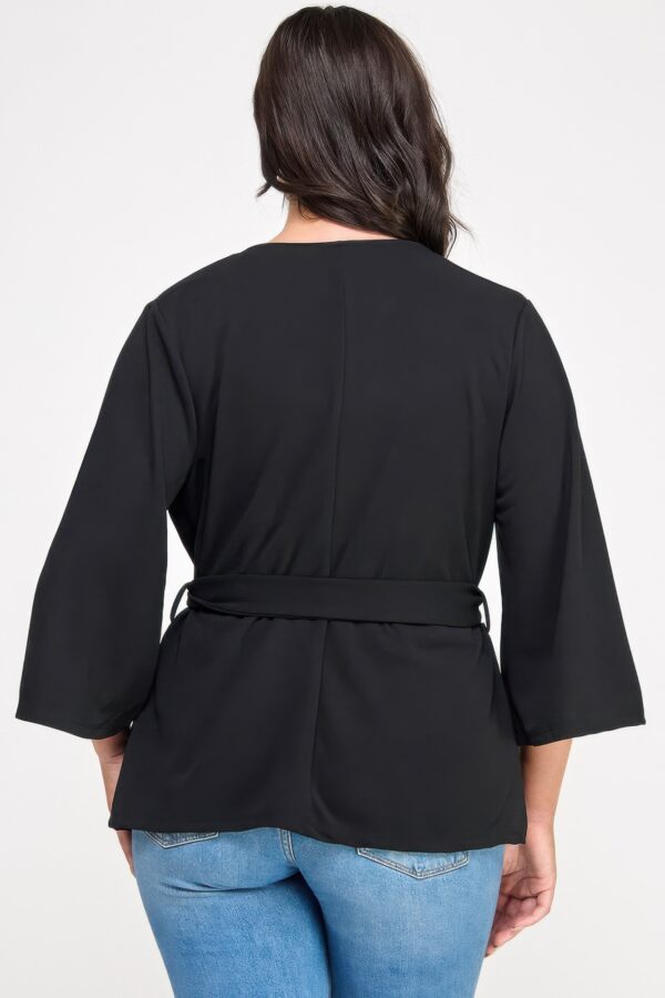 Plus Size Wrap Tie-Waist Jacket – Black
