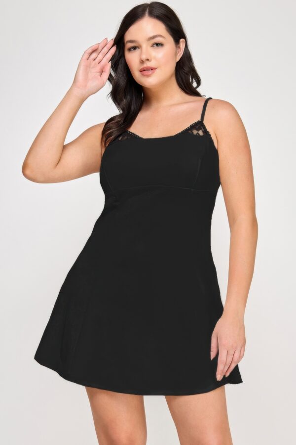 Plus Size Fit & Flare Scuba Crepe Dress – Lace Straps
