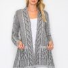 Open-Front Wool Cardigan with Belt String & Pockets