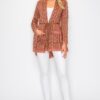 Open Wool Cardigan with Belt and Front Pockets