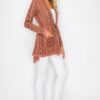 Open Wool Cardigan with Belt and Front Pockets