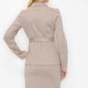 Tailored Belted Jacket & Pencil Skirt Set – Acrylic-Spandex