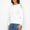 Solid Pearl-Bead Flower Patch Cut-Out Sweatshirt