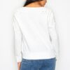 Solid Pearl-Bead Flower Patch Cut-Out Sweatshirt