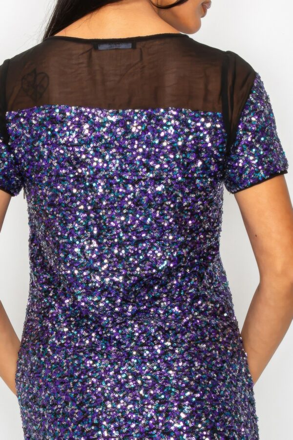 Sparkle Sequin Mesh Cap Sleeve Mini Dress