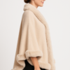Crimson Faux Fur-Trim Cape – Draped Mid-Thigh