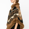 Tribal Luxe Faux Fur Trim Poncho – Geometric Pattern