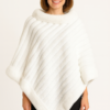 Diagonal Ribbed Faux Fur Poncho – Winter White