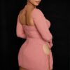 Peek Hole Halter Mini Dress with Flared Cuffs