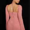 Peek Hole Halter Mini Dress with Flared Cuffs