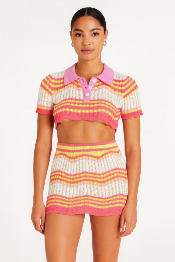 Zig Zag Crochet Two-Piece Set – Multicolor