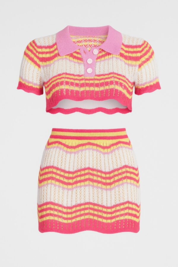 Zig Zag Crochet Two-Piece Set – Multicolor