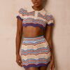 Zig Zag Crochet Crop Top & Mini Skirt Set – Multicolor