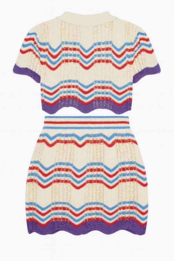 Zig Zag Crochet Crop Top & Mini Skirt Set – Multicolor