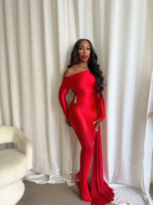 Scarlet Whisper One-Shoulder Satin Mini Dress