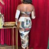 Gallery Muse Patchwork Two-Piece Set – Ruched Bandeau & Mesh Maxi