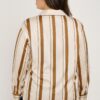 Plus Size Vertical Stripe Button-Down Blouse