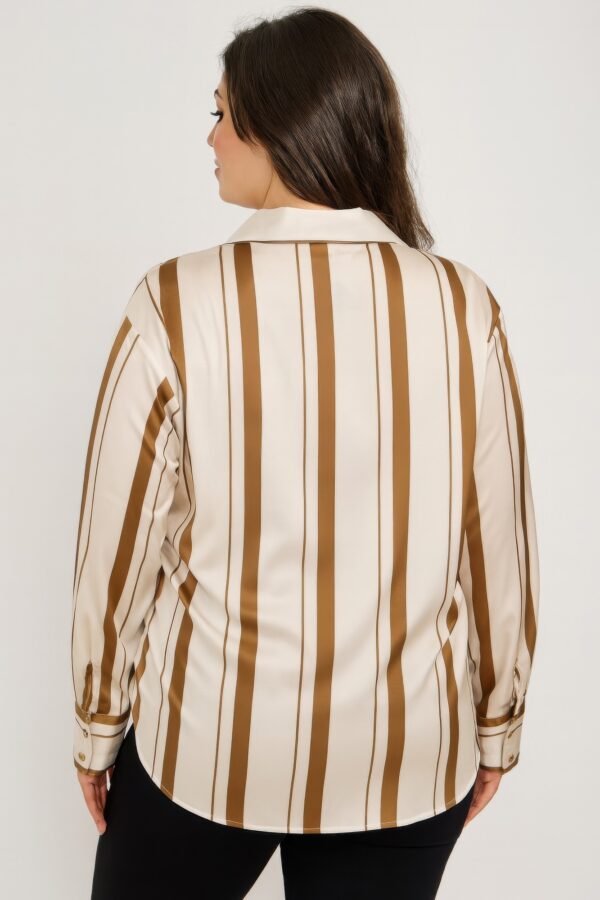 Plus Size Vertical Stripe Button-Down Blouse