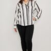 Plus Size Vertical-Stripe Button-Down Blouse