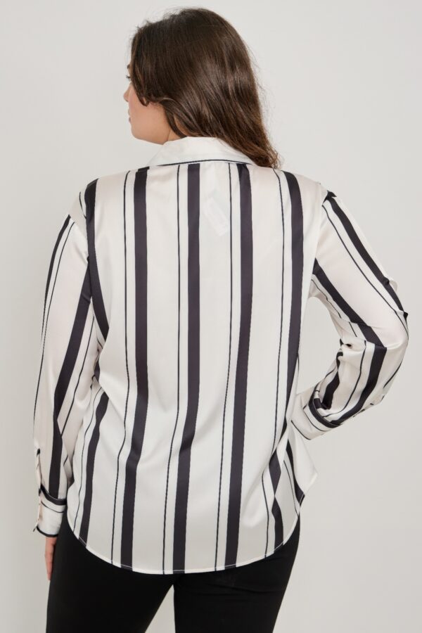 Plus Size Vertical-Stripe Button-Down Blouse