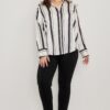 Plus Size Vertical-Stripe Button-Down Blouse