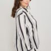 Plus Size Vertical-Stripe Button-Down Blouse
