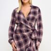 Plus-Size Plaid Side-Tie Dress with Tulip Hem