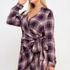 Plus-Size Plaid Side-Tie Dress with Tulip Hem
