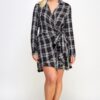Plus Size Plaid Side-Tie Dress with Tulip Hem