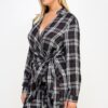 Plus Size Plaid Side-Tie Dress with Tulip Hem
