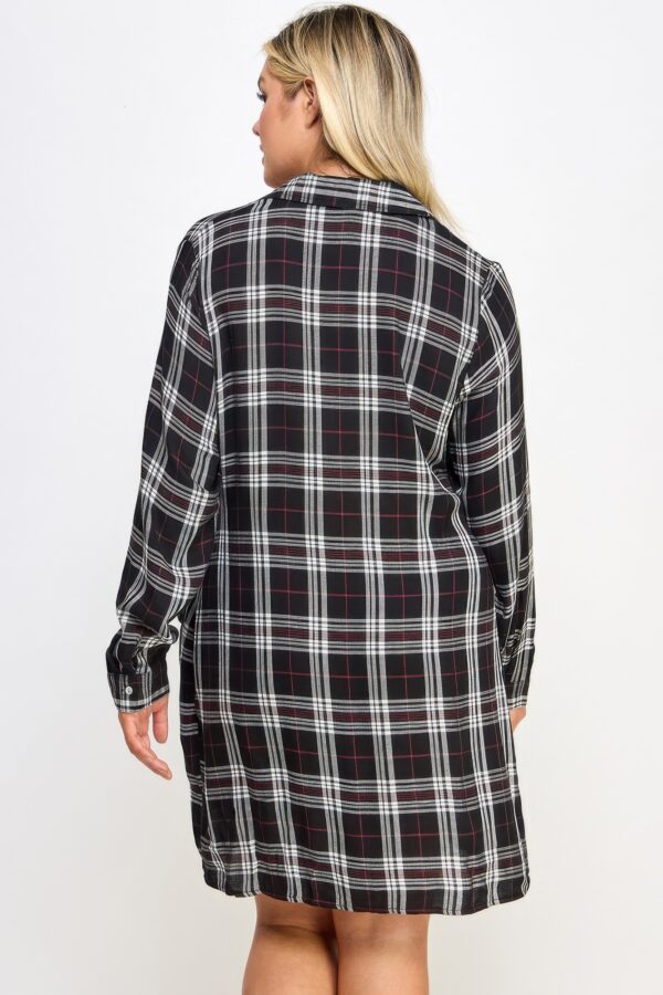 Plus Size Plaid Side-Tie Dress with Tulip Hem
