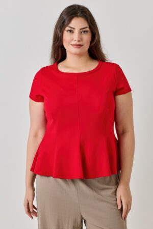 Plus Size Scuba Crepe Peplum Top – Scoop Neck