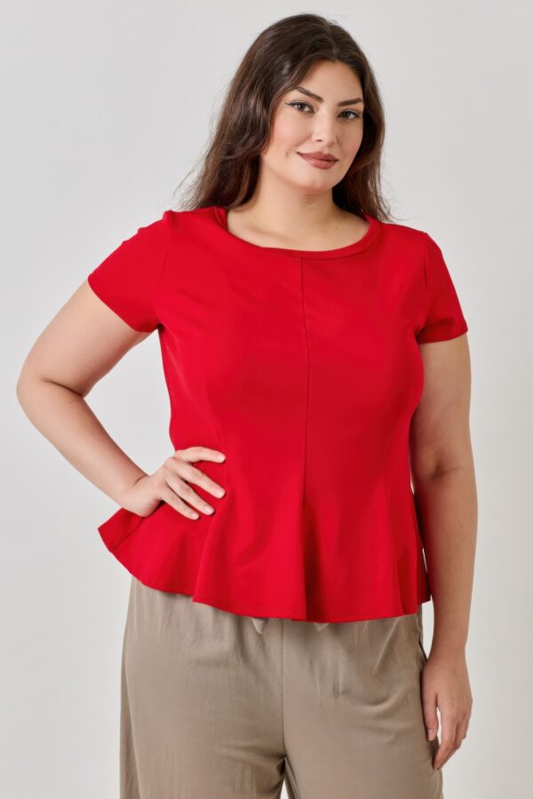 Plus Size Scuba Crepe Peplum Top – Scoop Neck