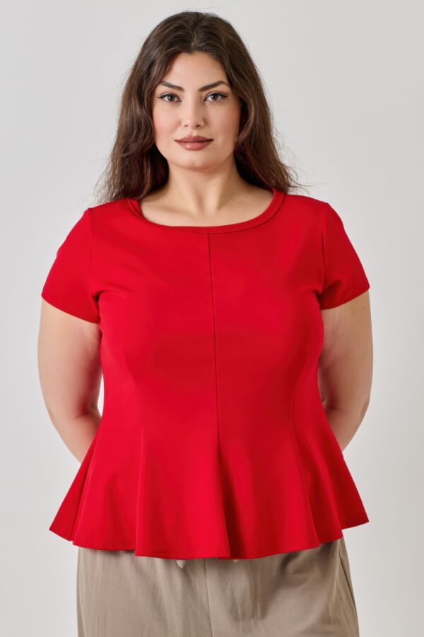 Plus Size Scuba Crepe Peplum Top – Scoop Neck