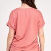 Plus Size Knit Linen Dolman Top with Side Ruching