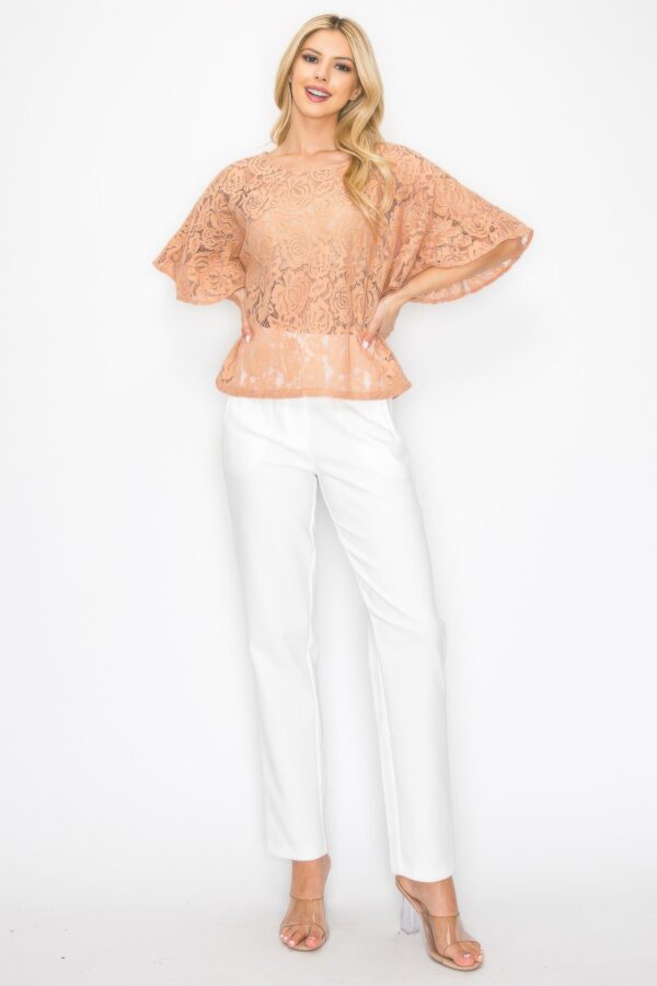 Boxy Crochet Lace Blouse with Floral Embroidery