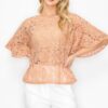 Boxy Crochet Lace Blouse with Floral Embroidery