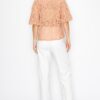 Boxy Crochet Lace Blouse with Floral Embroidery