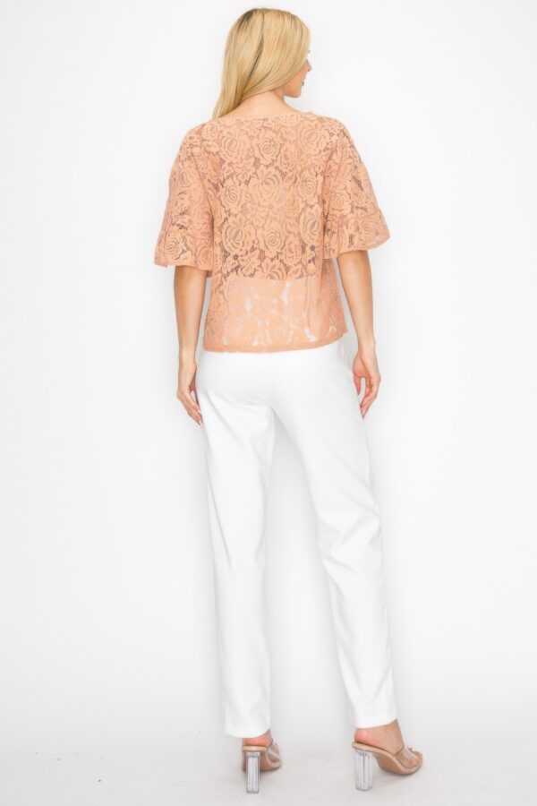 Boxy Crochet Lace Blouse with Floral Embroidery