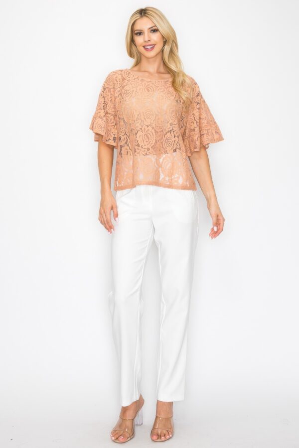 Boxy Crochet Lace Blouse with Floral Embroidery