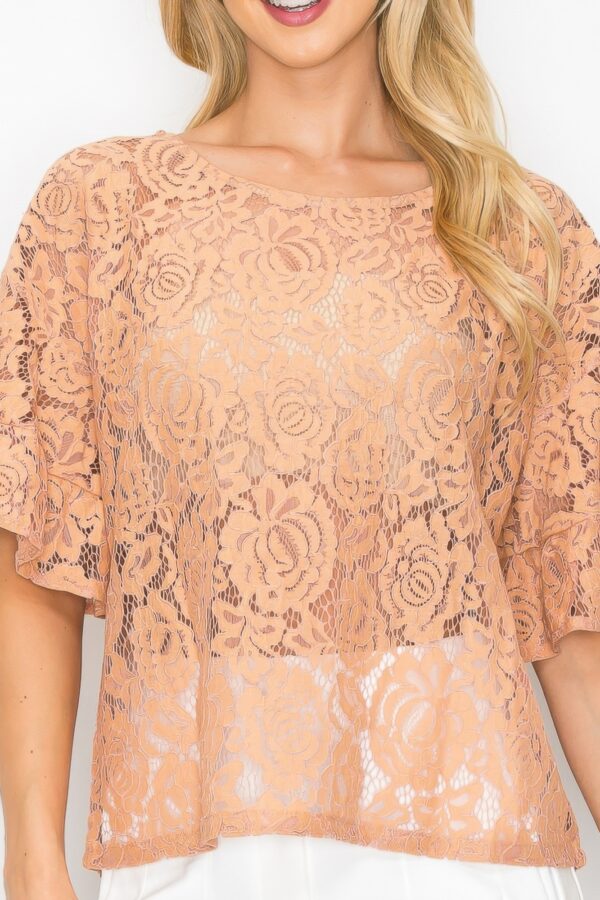 Boxy Crochet Lace Blouse with Floral Embroidery
