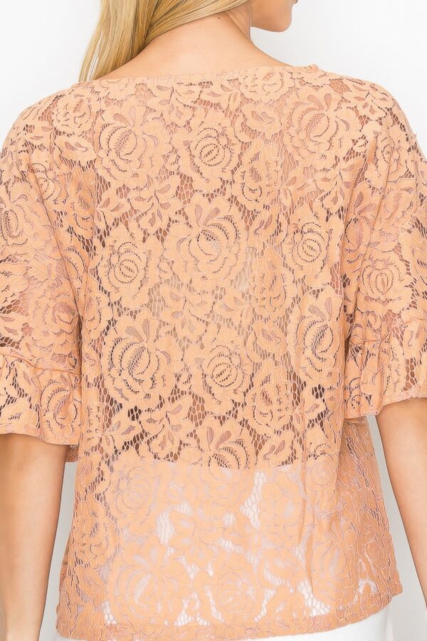 Boxy Crochet Lace Blouse with Floral Embroidery