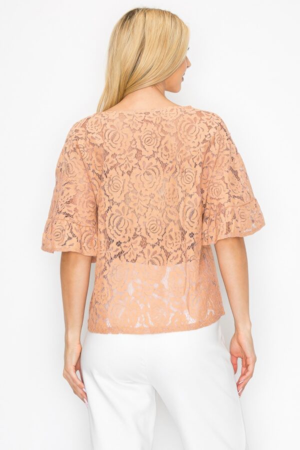Boxy Crochet Lace Blouse with Floral Embroidery