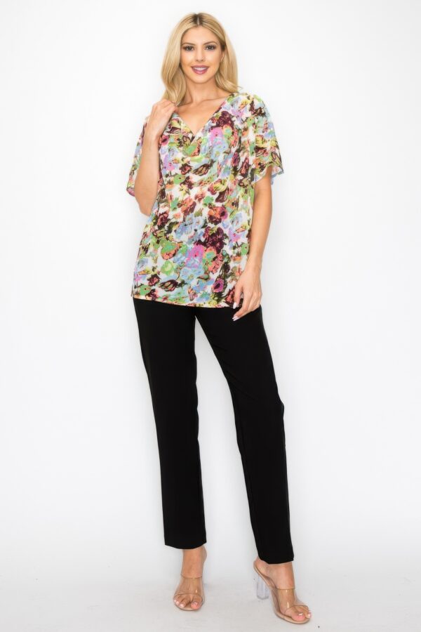 Sheer Cowl Neck Top – Neon Floral Whimsgoth